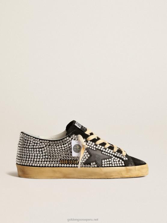 FDVPX235 Golden Goose mujer super-star ltd con cristales swarovski y estrella de cuero negro