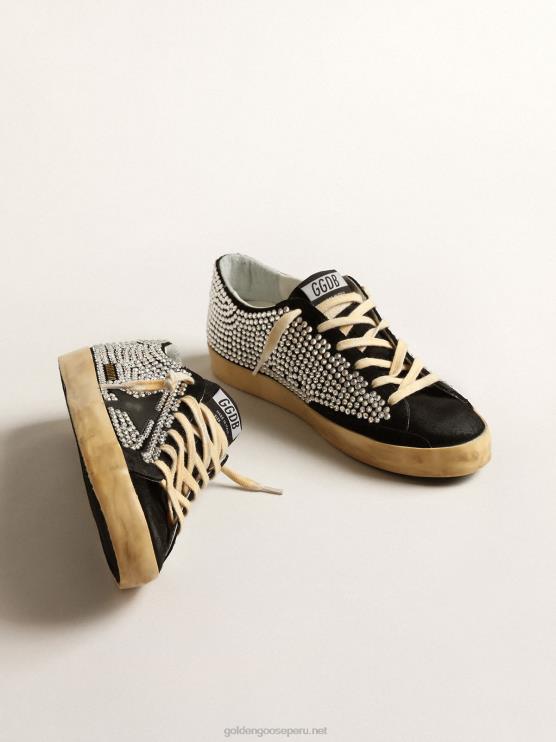 FDVPX235 Golden Goose mujer super-star ltd con cristales swarovski y estrella de cuero negro