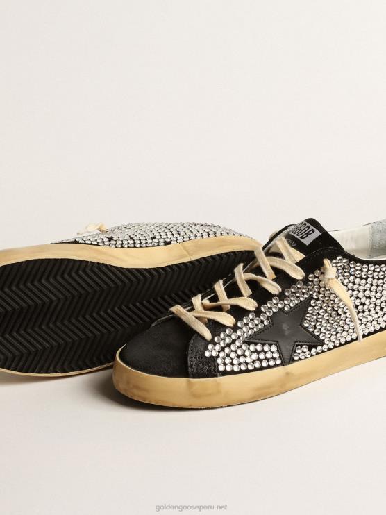 FDVPX235 Golden Goose mujer super-star ltd con cristales swarovski y estrella de cuero negro