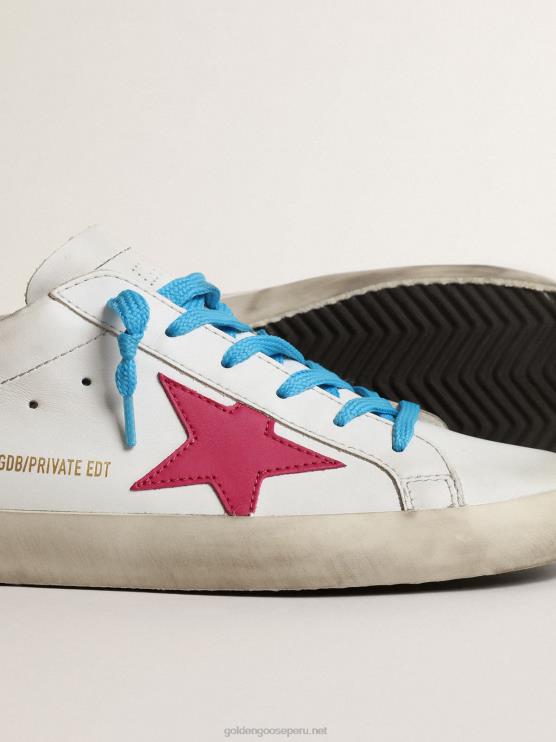 FDVPX239 Golden Goose mujer super-star ltd con estrella de ante fucsia y refuerzo de camuflaje en el talón