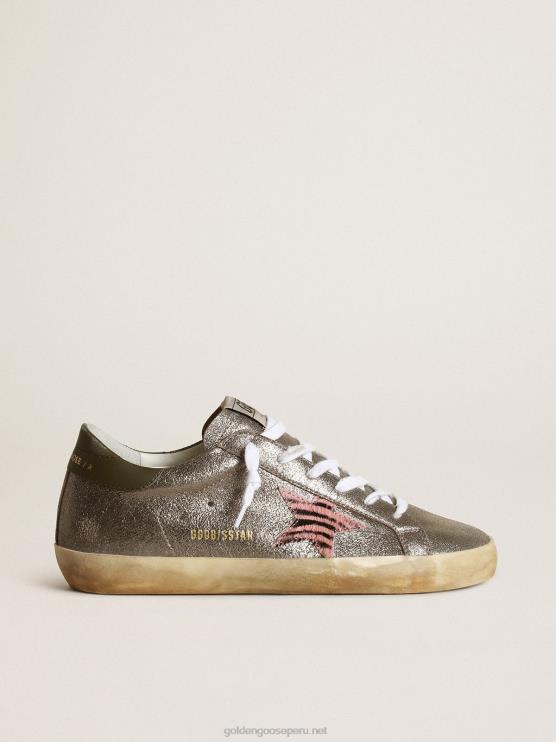 FDVPX244 Golden Goose mujer super-star ltd de ante laminado gris con estrella de piel de potro
