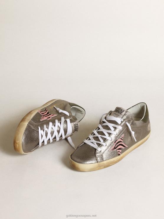 FDVPX244 Golden Goose mujer super-star ltd de ante laminado gris con estrella de piel de potro