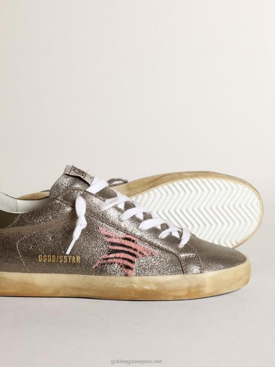 FDVPX244 Golden Goose mujer super-star ltd de ante laminado gris con estrella de piel de potro