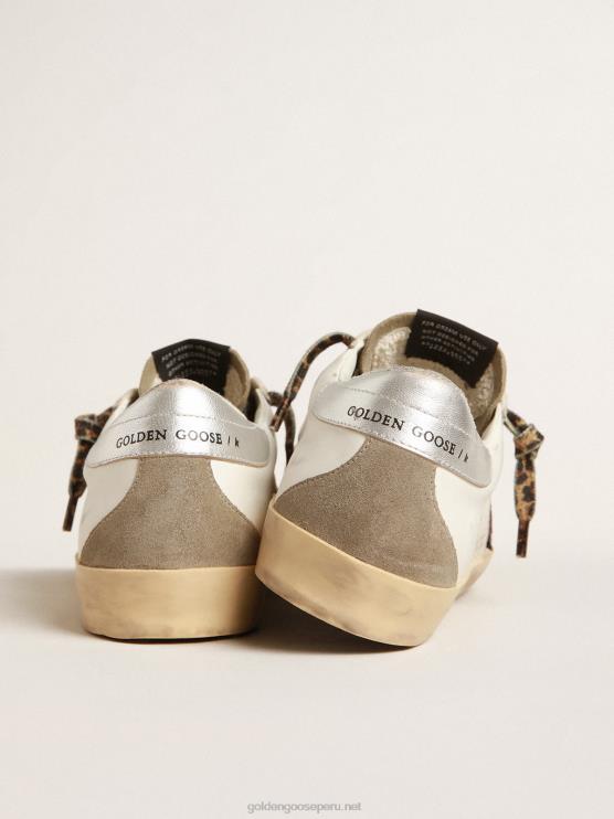 FDVPX255 Golden Goose mujer superestrella con estrella burdeos brillante y tira plateada en el talón