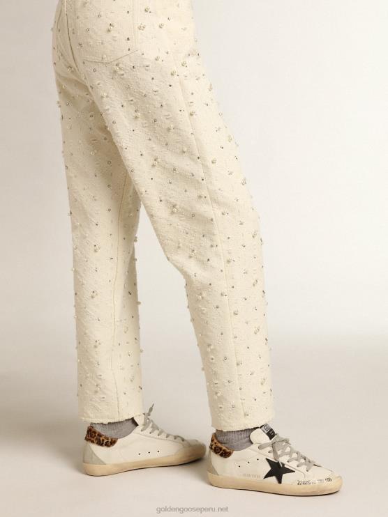 FDVPX257 Golden Goose mujer superestrella con refuerzo de piel de potro con estampado de león y estrella de cuero negro en el talón