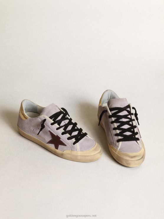 FDVPX259 Golden Goose mujer superestrella de ante lila con estrella marrón y refuerzo del talón dorado