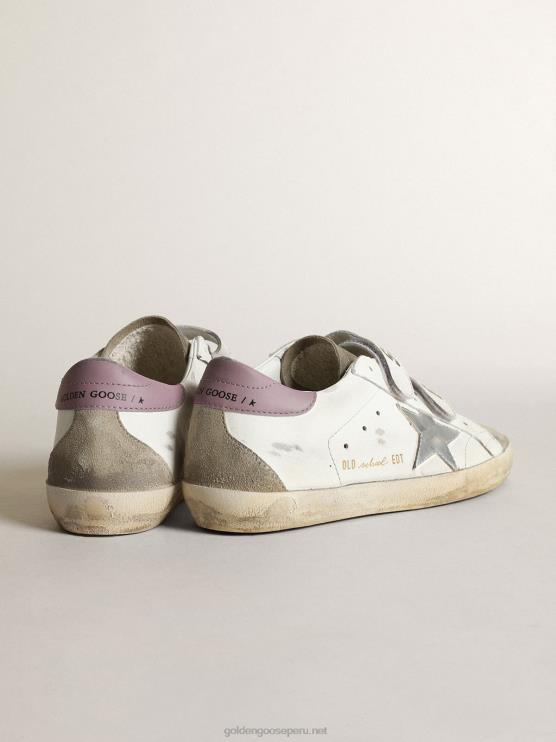 FDVPX266 Golden Goose mujer Zapatillas deportivas old school con estrella de piel laminada plateada e inserciones de ante gris tórtola