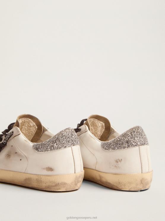 FDVPX26 Golden Goose mujer zapatillas super-star con estrella de cristal con estampado de leopardo y refuerzo del talón de cristal plateado