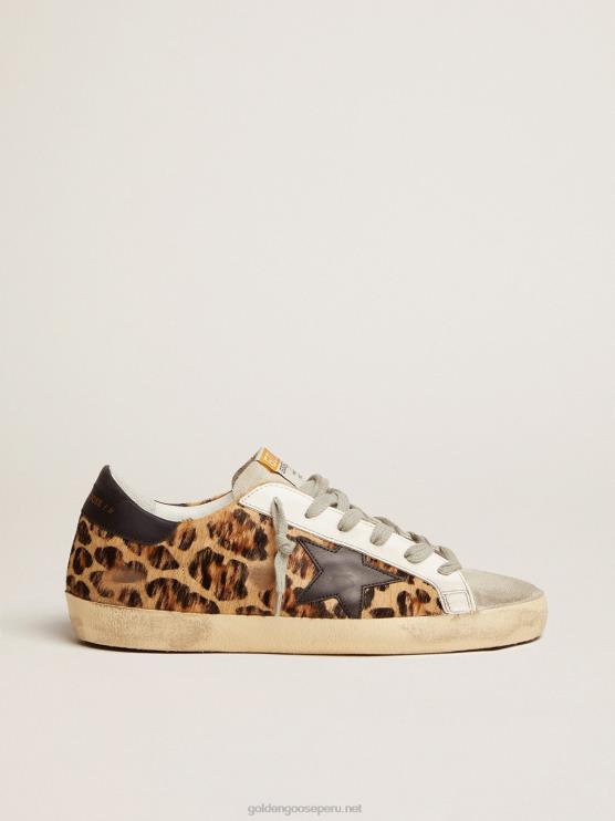 FDVPX272 Golden Goose mujer zapatillas super-star de piel flocada con estampado de leopardo