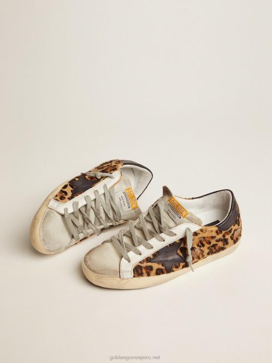 FDVPX272 Golden Goose mujer zapatillas super-star de piel flocada con estampado de leopardo