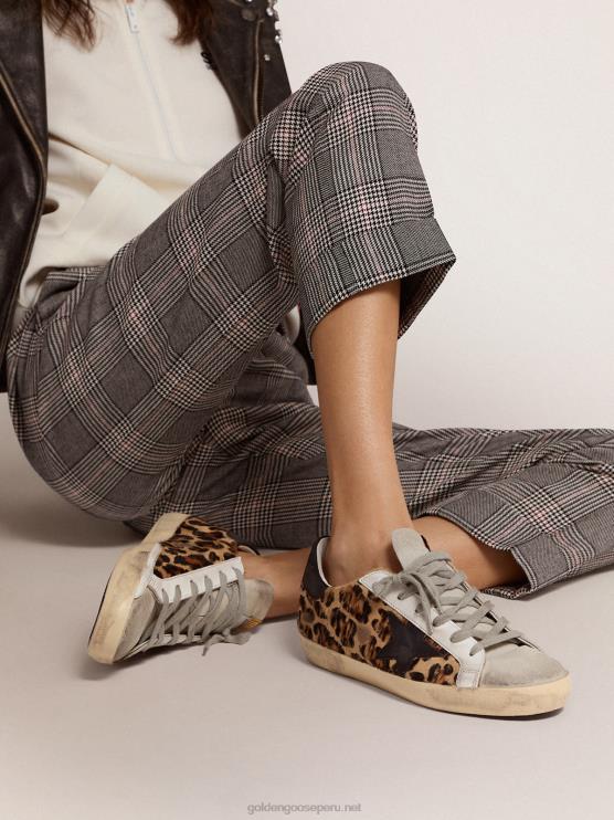 FDVPX272 Golden Goose mujer zapatillas super-star de piel flocada con estampado de leopardo