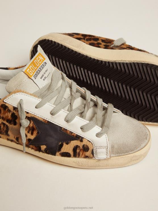 FDVPX272 Golden Goose mujer zapatillas super-star de piel flocada con estampado de leopardo