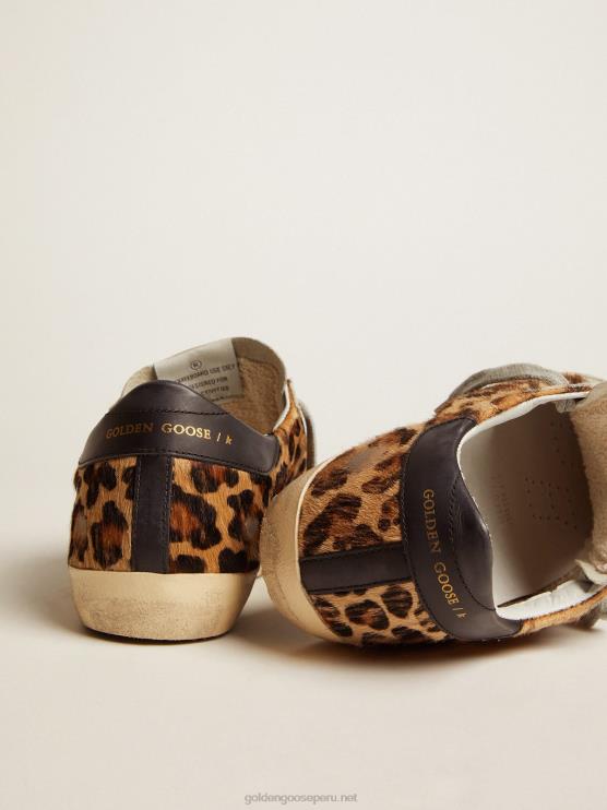 FDVPX272 Golden Goose mujer zapatillas super-star de piel flocada con estampado de leopardo