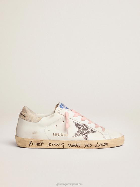 FDVPX273 Golden Goose mujer zapatillas super-star con estrella de purpurina plateada y refuerzo del talón de piel con estampado de leopardo