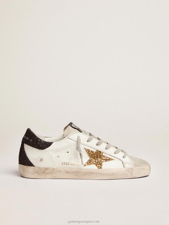 FDVPX277 Golden Goose mujer zapatillas super-star con estrella dorada y refuerzo negro brillante en el talón