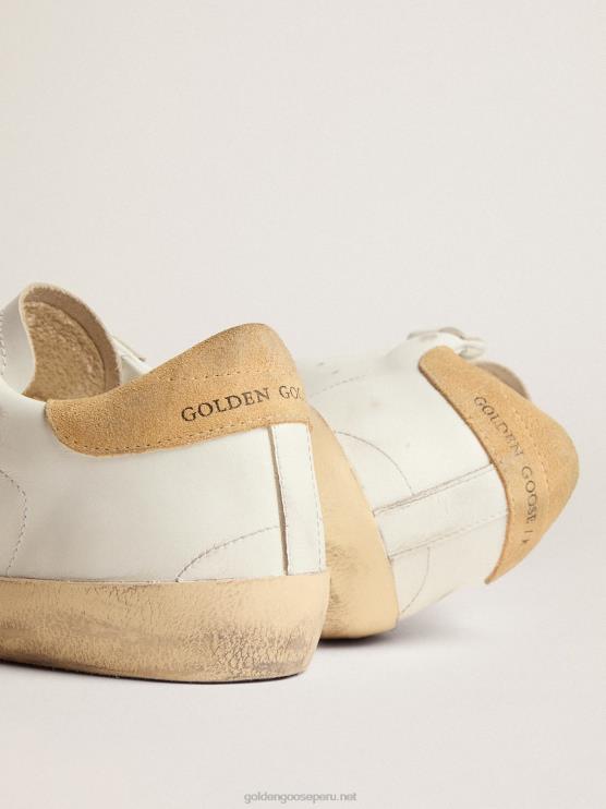 FDVPX278 Golden Goose mujer zapatillas deportivas old school con estrella de purpurina rosa y refuerzo del talón de ante color arena