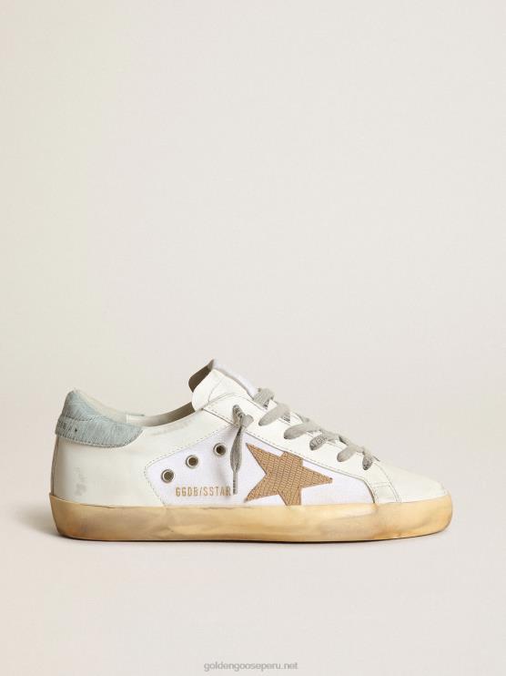 FDVPX284 Golden Goose mujer Zapatillas deportivas super-star ltd de piel y lona blancas con estrella de nubuck marrón claro