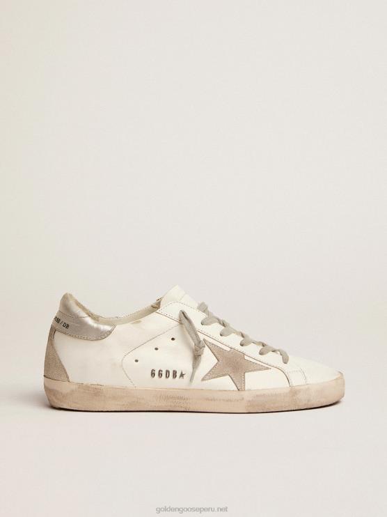 FDVPX57 Golden Goose mujer zapatillas super-star con tira plateada en el talón y letras con tachuelas metálicas