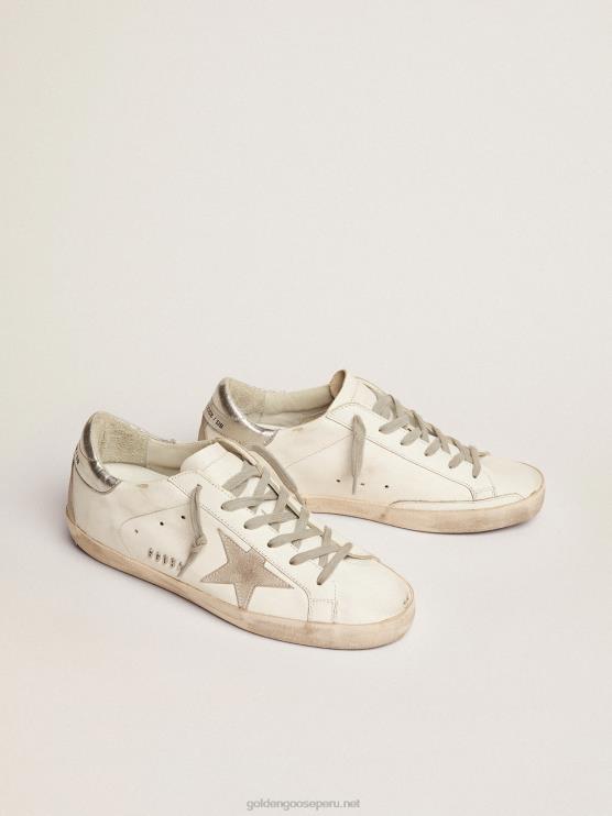 FDVPX57 Golden Goose mujer zapatillas super-star con tira plateada en el talón y letras con tachuelas metálicas