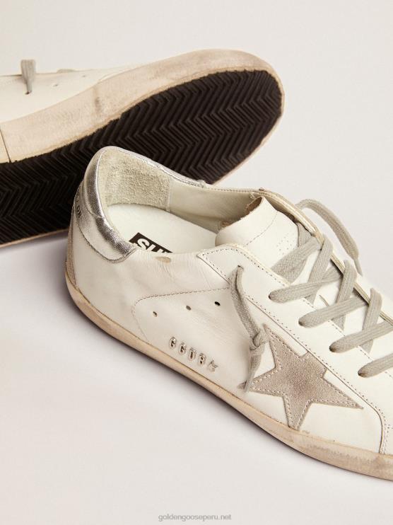FDVPX57 Golden Goose mujer zapatillas super-star con tira plateada en el talón y letras con tachuelas metálicas