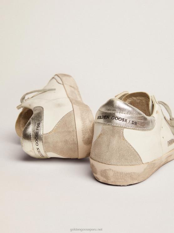 FDVPX57 Golden Goose mujer zapatillas super-star con tira plateada en el talón y letras con tachuelas metálicas