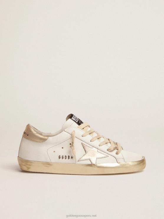 FDVPX60 Golden Goose mujer zapatillas deportivas Super-Star con foxing dorado brillante y letras con tachuelas de metal