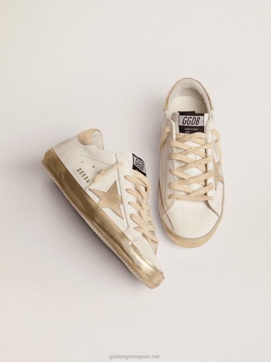 FDVPX60 Golden Goose mujer zapatillas deportivas Super-Star con foxing dorado brillante y letras con tachuelas de metal