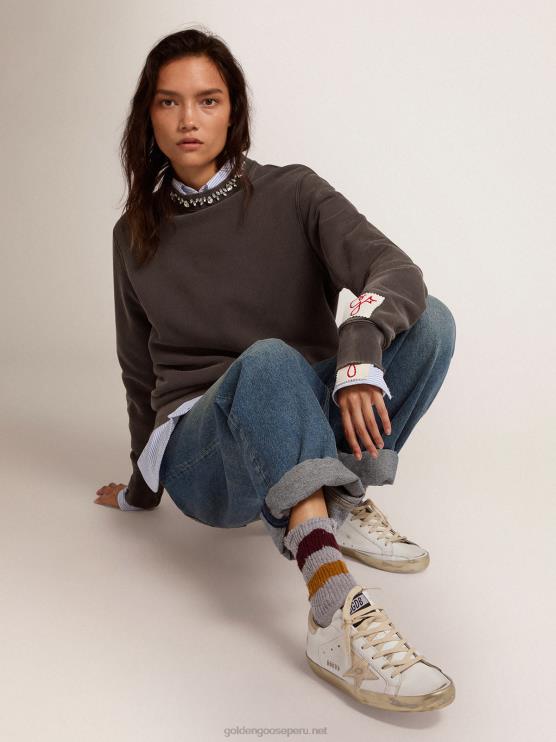 FDVPX60 Golden Goose mujer zapatillas deportivas Super-Star con foxing dorado brillante y letras con tachuelas de metal