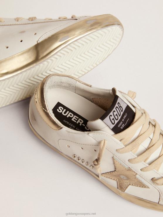 FDVPX60 Golden Goose mujer zapatillas deportivas Super-Star con foxing dorado brillante y letras con tachuelas de metal