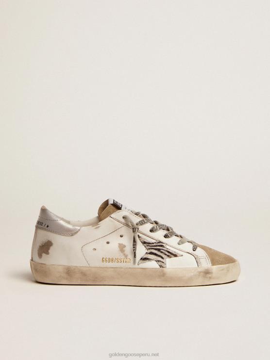 FDVPX64 Golden Goose mujer zapatillas super-star con estrella de piel de potro con estampado de cebra