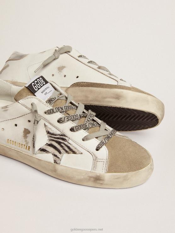 FDVPX64 Golden Goose mujer zapatillas super-star con estrella de piel de potro con estampado de cebra