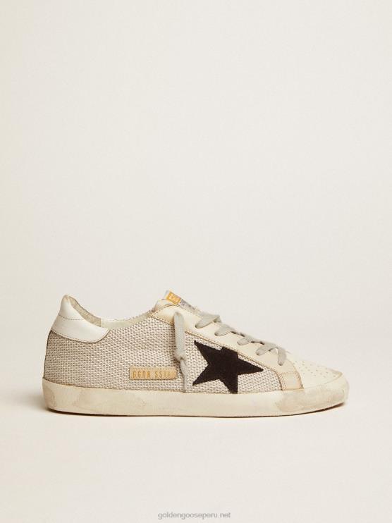 FDVPX70 Golden Goose mujer zapatillas super-star de piel con inserción de malla