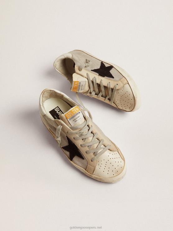 FDVPX70 Golden Goose mujer zapatillas super-star de piel con inserción de malla