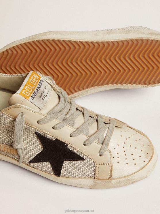 FDVPX70 Golden Goose mujer zapatillas super-star de piel con inserción de malla