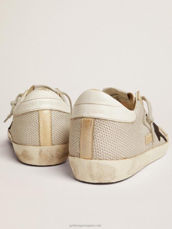 FDVPX70 Golden Goose mujer zapatillas super-star de piel con inserción de malla