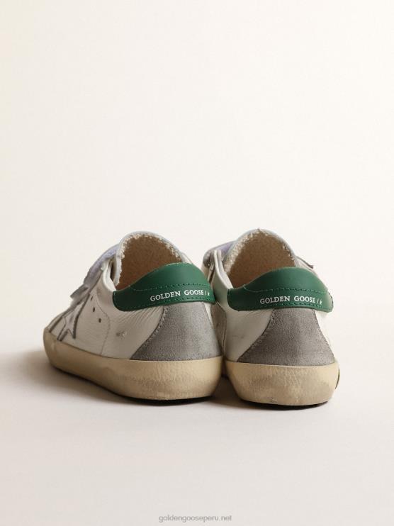 FDVPX873 Golden Goose mujer old school young con estrella de piel metalizada y talonera verde