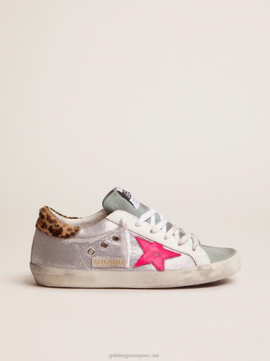 FDVPX91 Golden Goose mujer zapatillas deportivas superestrella con lentejuelas y refuerzo del talón con estampado de leopardo