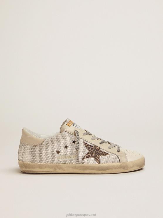 FDVPX92 Golden Goose mujer zapatillas super-star de malla con estrella con estampado de leopardo