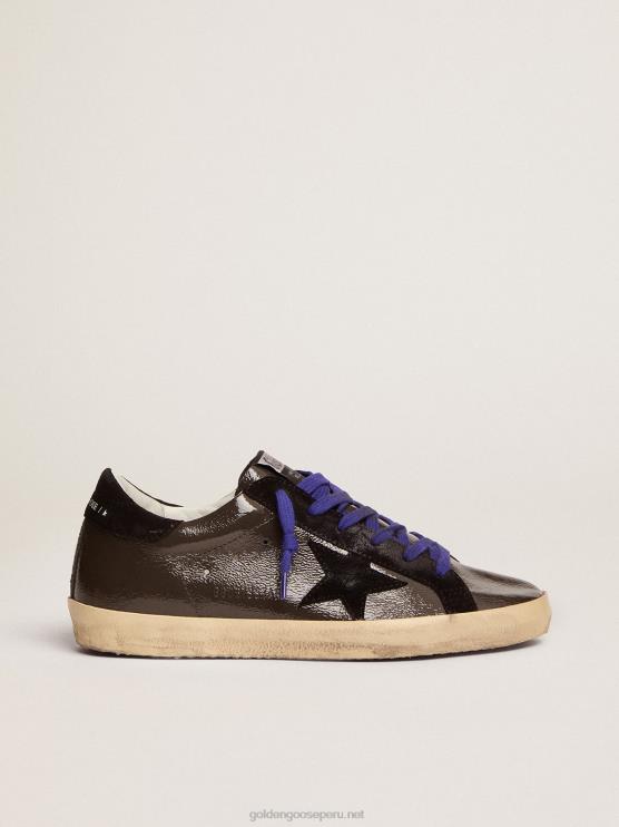FDVPX94 Golden Goose mujer zapatillas super-star de charol gris con inserciones de ante negro