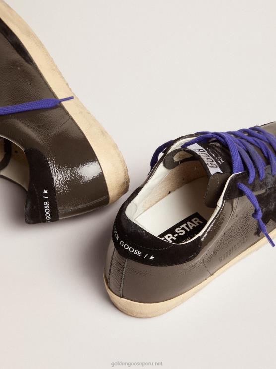 FDVPX94 Golden Goose mujer zapatillas super-star de charol gris con inserciones de ante negro