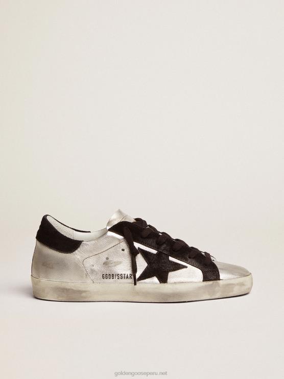FDVPX95 Golden Goose mujer zapatillas super-star de piel plateada