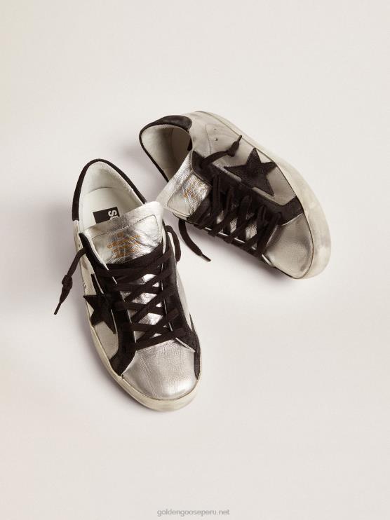 FDVPX95 Golden Goose mujer zapatillas super-star de piel plateada
