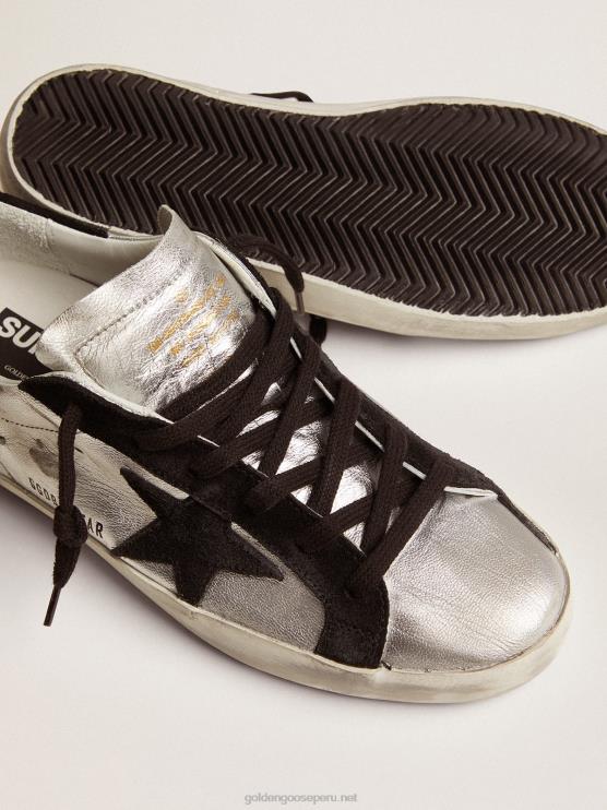 FDVPX95 Golden Goose mujer zapatillas super-star de piel plateada