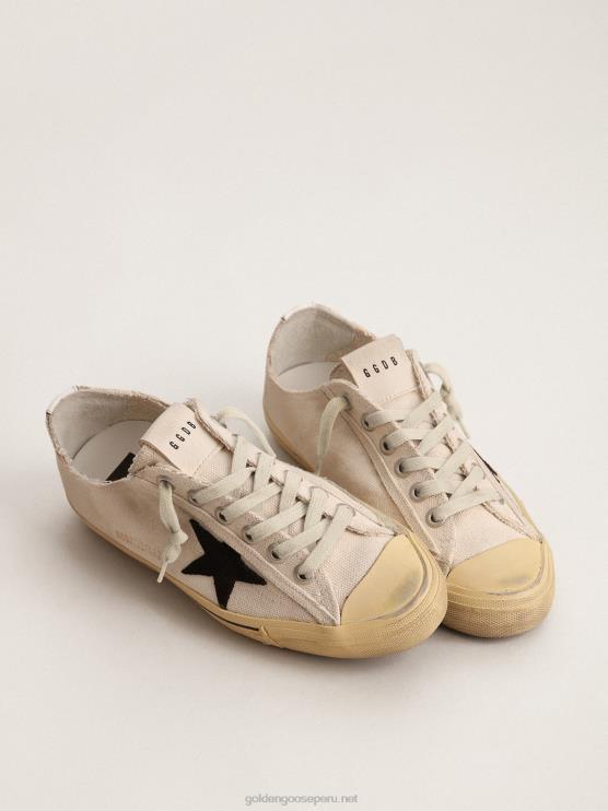 FDVPX113 Golden Goose mujer zapatillas v-star ltd con estrella de ante negro y letras bordadas