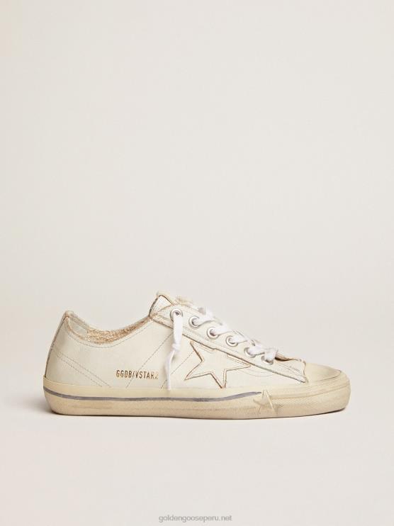 FDVPX115 Golden Goose mujer zapatillas v-star de piel con efecto vintage