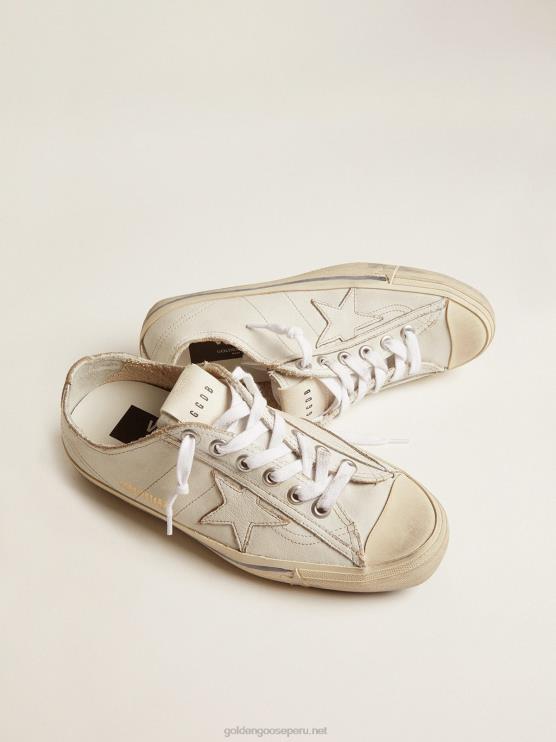 FDVPX115 Golden Goose mujer zapatillas v-star de piel con efecto vintage