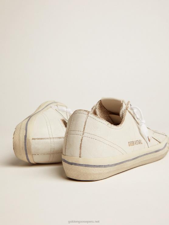 FDVPX115 Golden Goose mujer zapatillas v-star de piel con efecto vintage