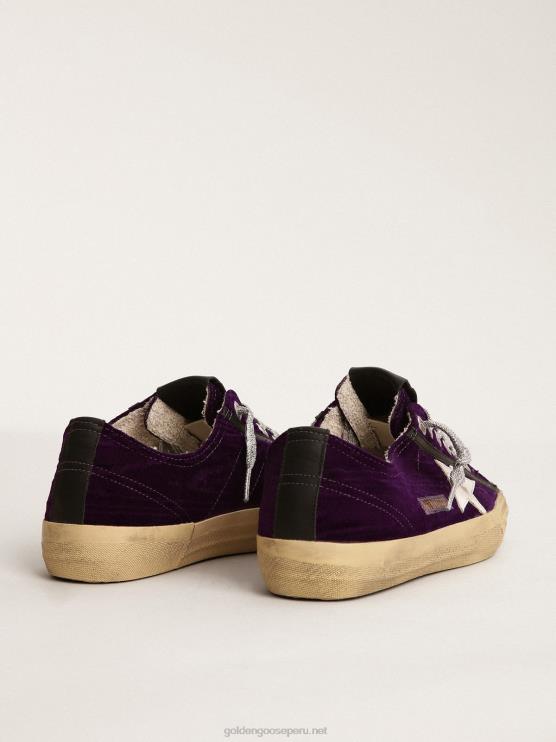 FDVPX131 Golden Goose mujer Zapatillas deportivas v-star ltd de terciopelo morado con estrella de piel blanca