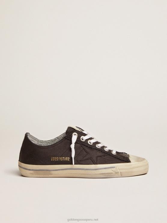 FDVPX132 Golden Goose mujer zapatillas v-star de piel con efecto vintage