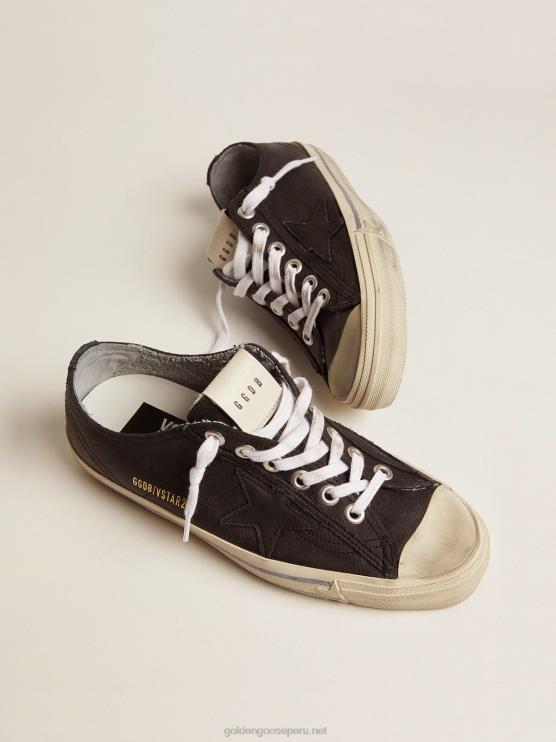 FDVPX132 Golden Goose mujer zapatillas v-star de piel con efecto vintage